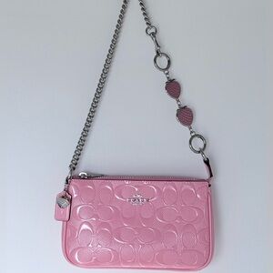 NWT Coach Nolita 19 In Signature Heart Charm CCZ27 Pink  a free unbranded chain